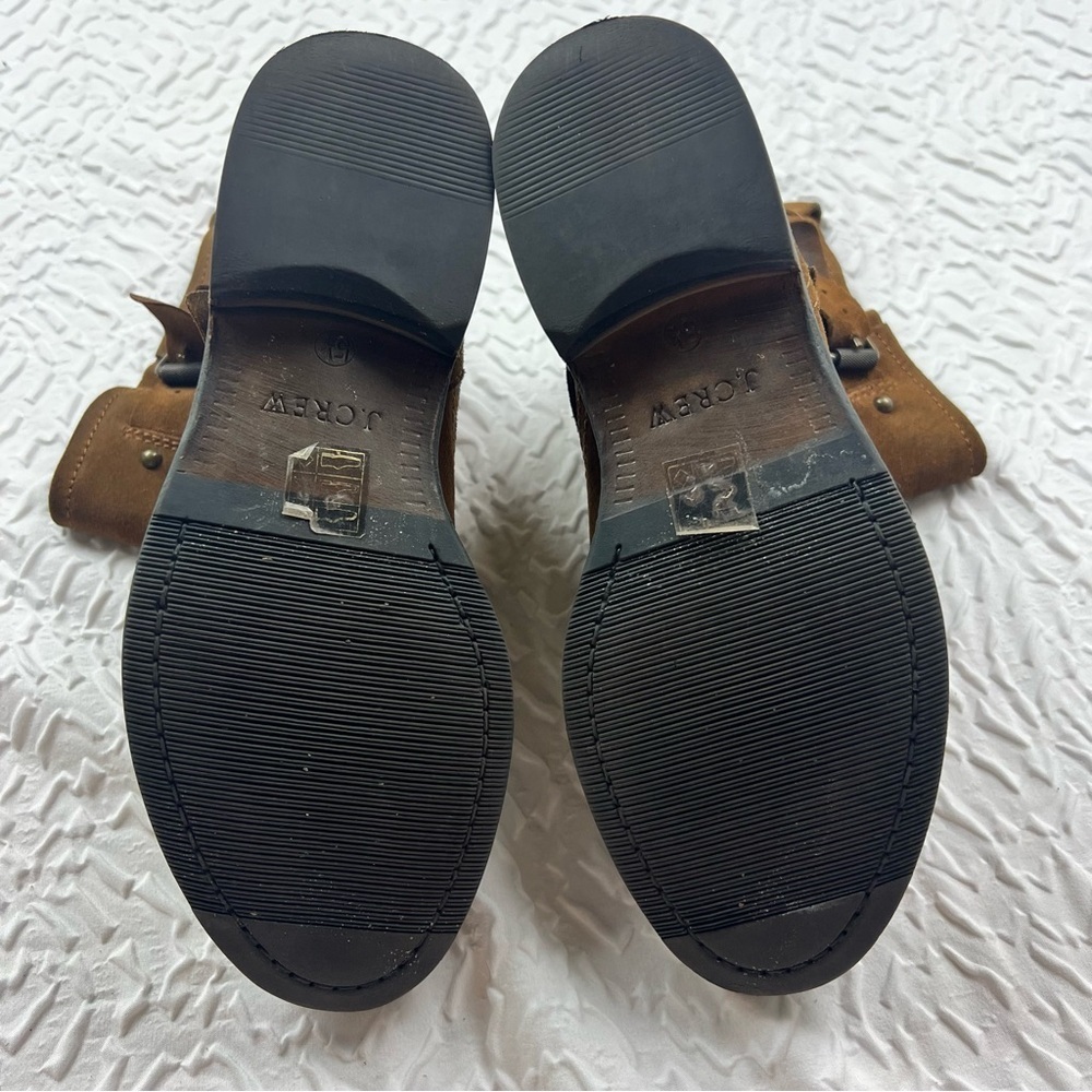 J Crew Boots 5.5 Brown Suede Shoes Biker Moto Buckle Engineer WARM CHESTNUT - Picture 6 of 10